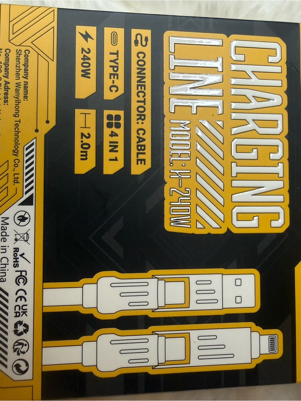Charging LineX 240W Multi-Connector Cable - Black & Yellow